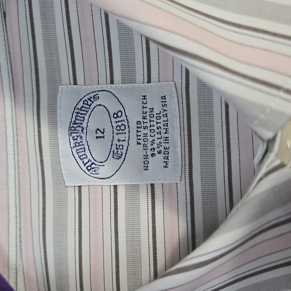 Brooks Brothers Pink and Gray Striped Women's Shirt Size 12 - Picture 2 of 3
